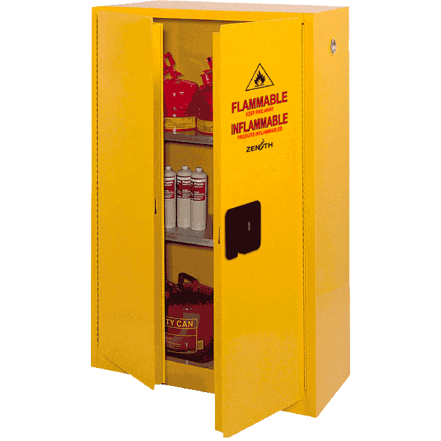 Storage cabinet for flammable products